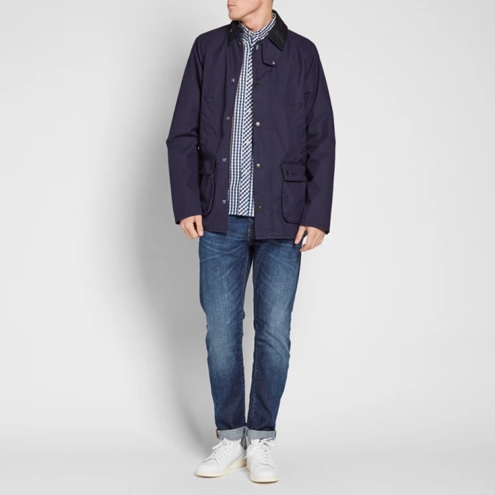 Barbour Washed Bedale Navy Blue Jacket Size Large